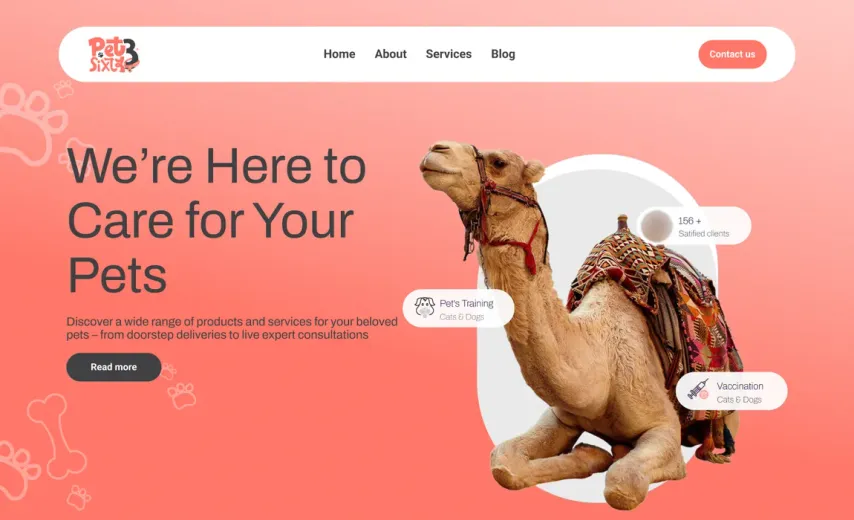 PET360 website home page with the line We're Here to Care for Your Pets