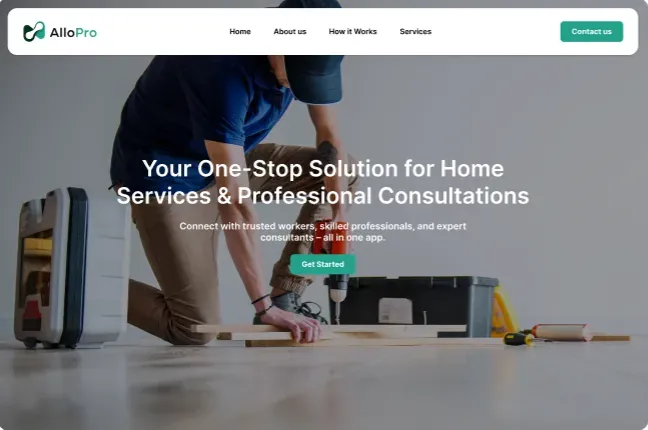 AlloPro website home page: Your One-Stop Solution for Home Services and Professional Consultations