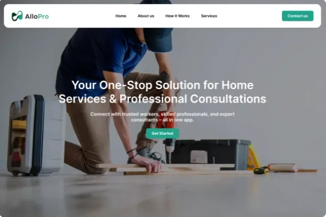 AlloPro website home page: Your One-Stop Solution for Home Services and Professional Consultations